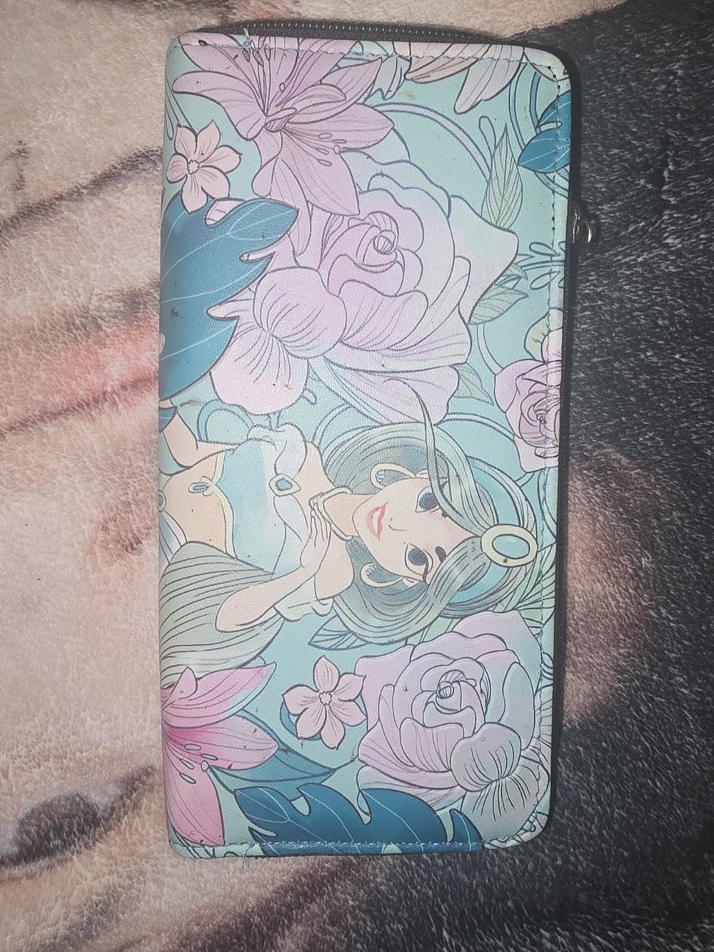 Disney Jasmine Princess Series Zip Around Wallet Blue & Pink